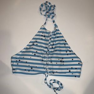Blue and Stripe Star Bikini Top